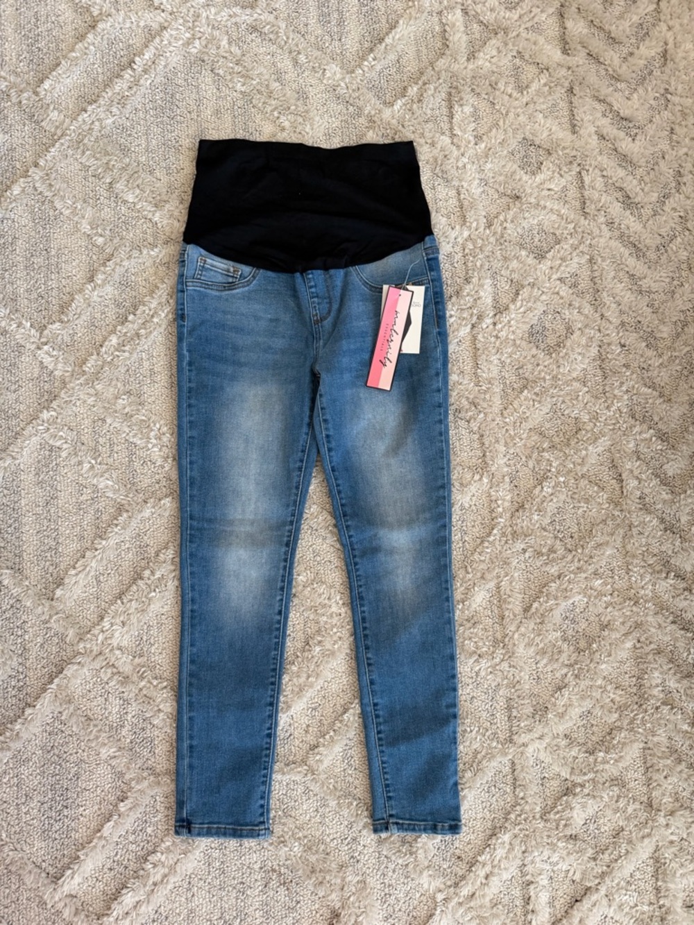Soho Maternity Jeggings with Black Waistband - Blue
